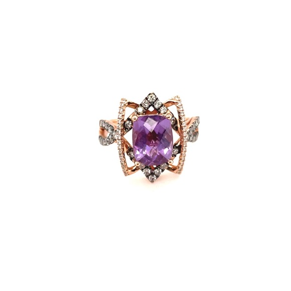 LeVian 14k Amethyst and Diamond ring - Picture 3 of 11